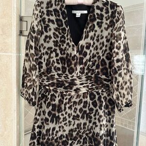Diane Von Furstenberg Animal Print Long Sleeve Dress